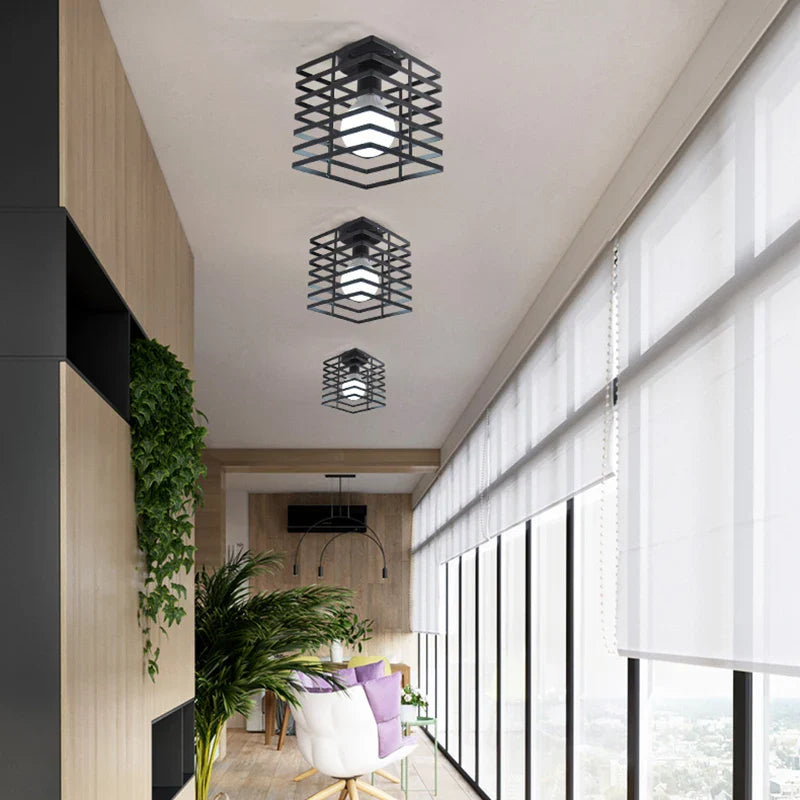 Afralia™ Vintage Cage Ceiling Lamp for Home Lighting