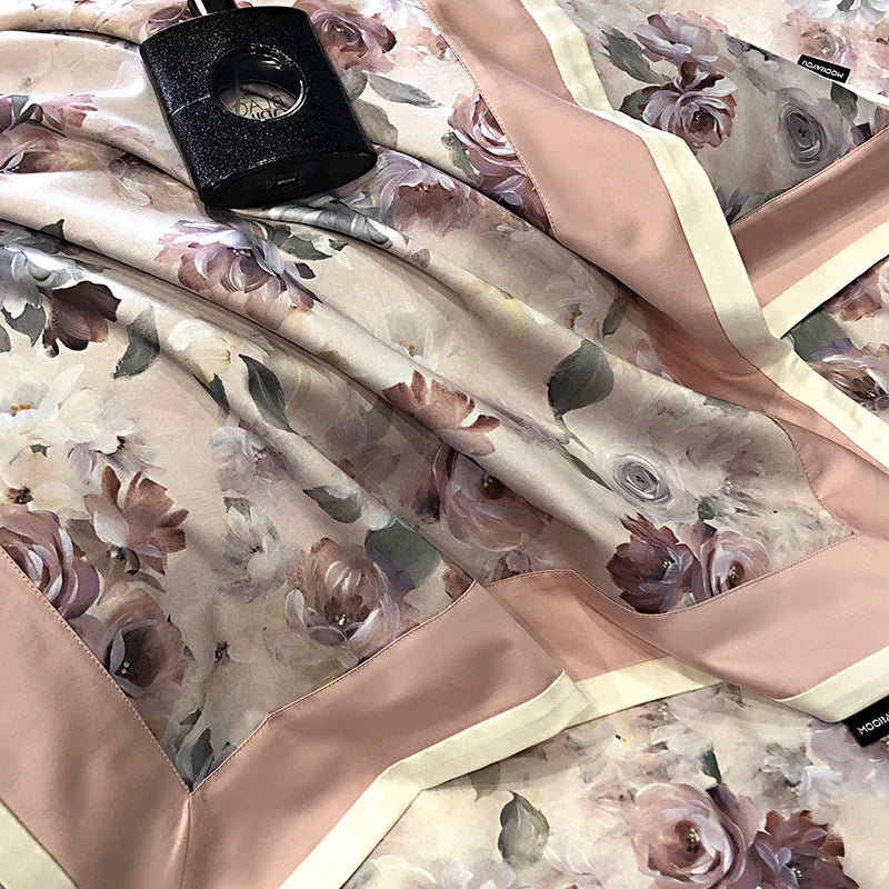 Afralia™ 100S Egyptian Cotton Print Bedding Set for Queen King Ru Size