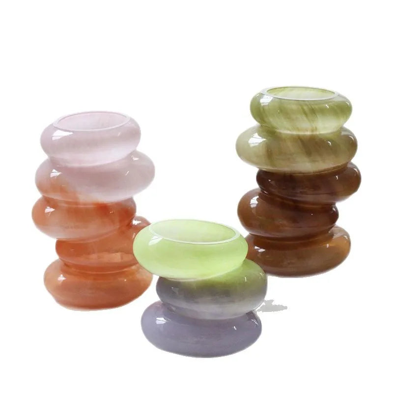 Afralia™ Geometric Glass Vase Gradient Color Floral Arrangement Home Decor Accessory