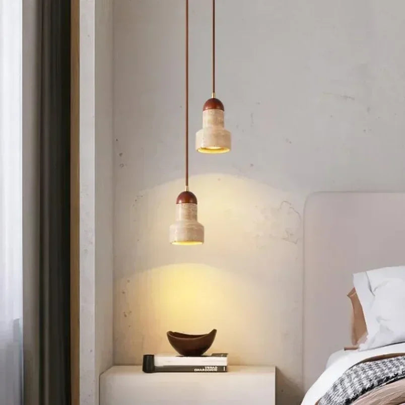 Afralia™ Elegant Wabi Sabi Travertine Pendant Lamp for Dining Desk & Kitchen Island