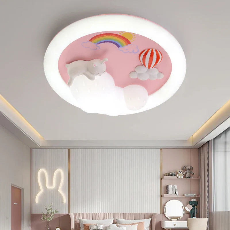Afralia™ Kids Ceiling Light: Minimalist Pink Blue Lamp for Bedroom or Living Room