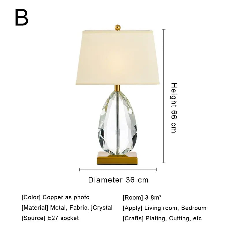 Afralia™ Crystal Bedside Lamp: Modern Nordic Design, Fabric Lampshade for Living Room & Bedroom