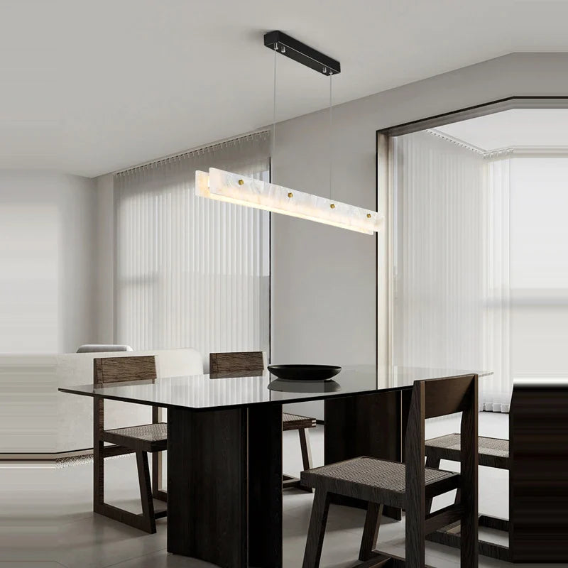 Afralia™ Marble Stainless Steel LED Pendant Light Chandelier for Dining Room