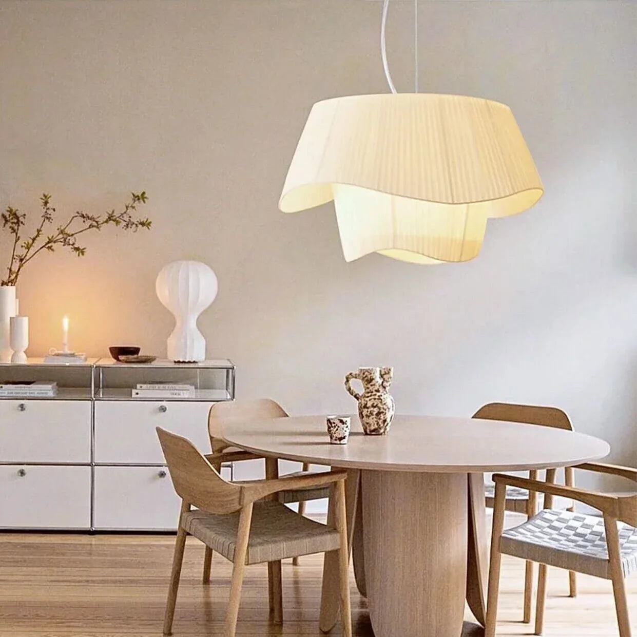 Afralia™ Fabric Pendant Light: LED Nordic Hanging Lamp for Bedroom Home Decor