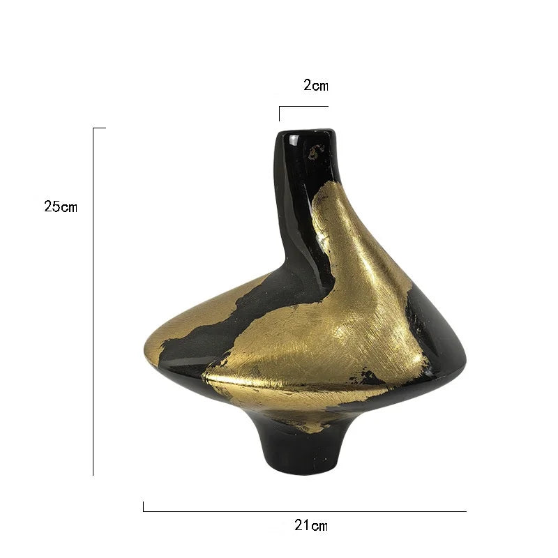 "Afralia™ Gold Foil Pattern Ceramic Vase - Handcrafted Flowerpot Terrarium Home Decor"