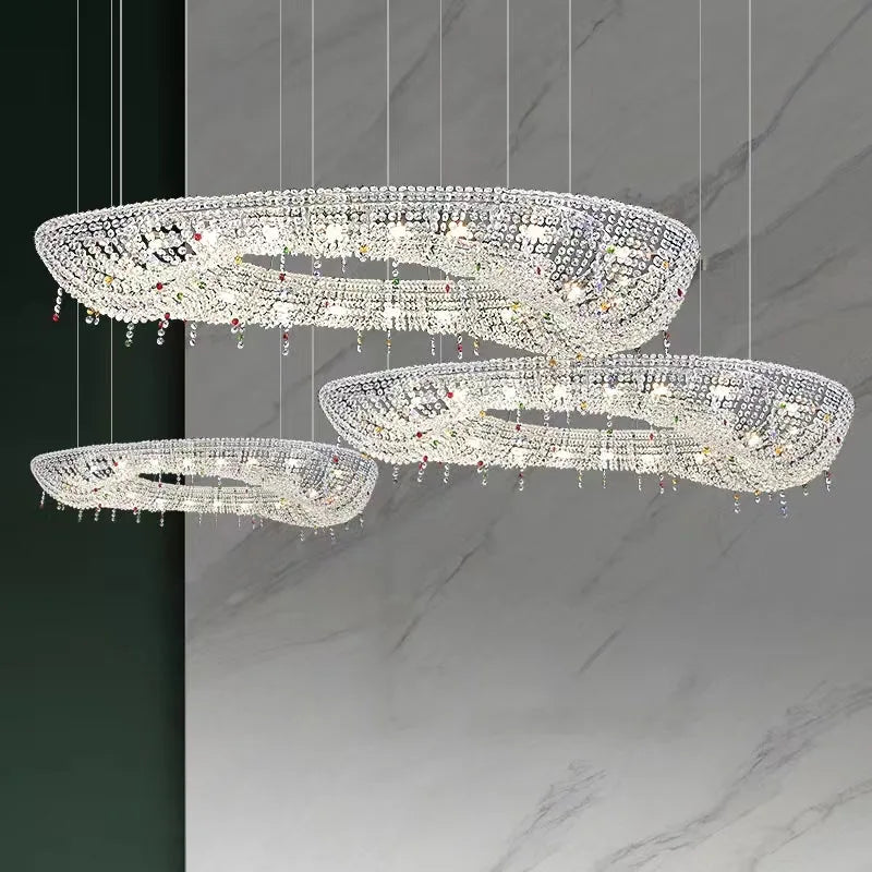 Afralia™ Crystal Oval Chandelier with LED Lights for Modern Luxury Living Spaces