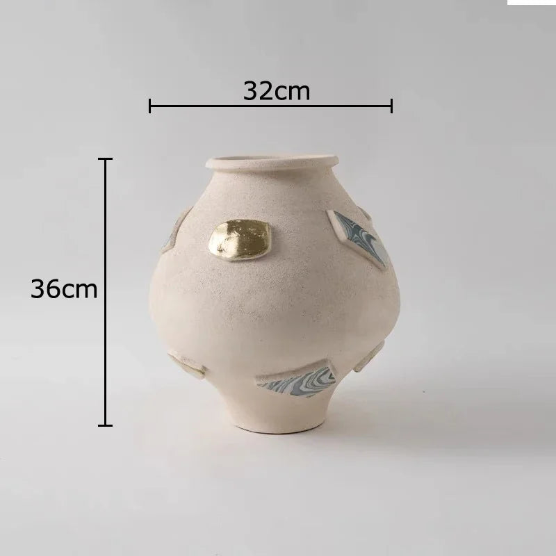 Afralia™ Ceramic Patch Vase for Aesthetic Room Decor & Artificial Flowers Arrangement
