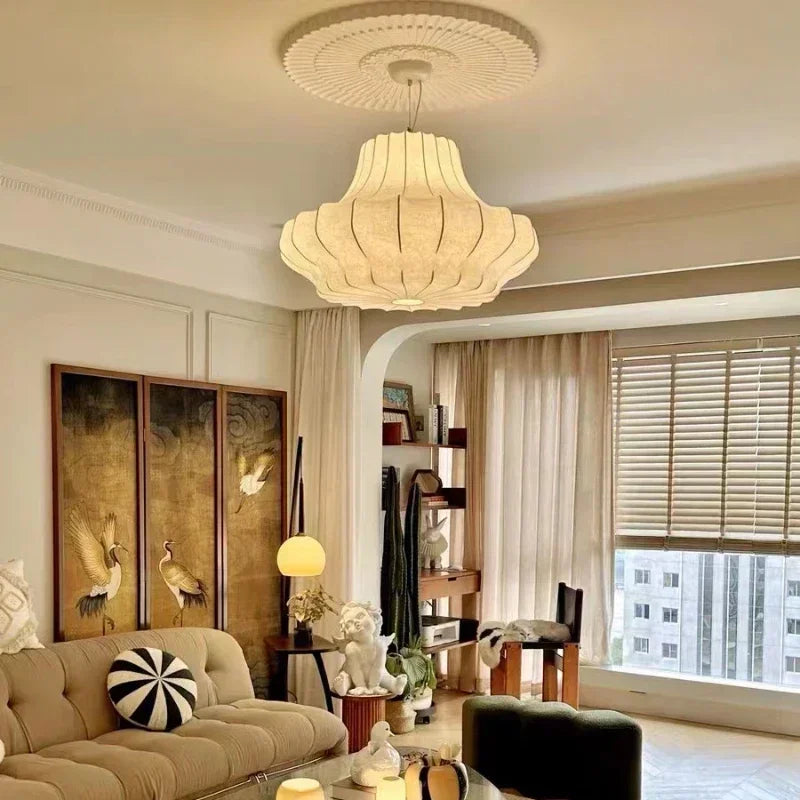 Afralia™ Wabi Sabi Silk Chandelier: Modern Designer Pendant Lighting for Living, Dining & Bedroom