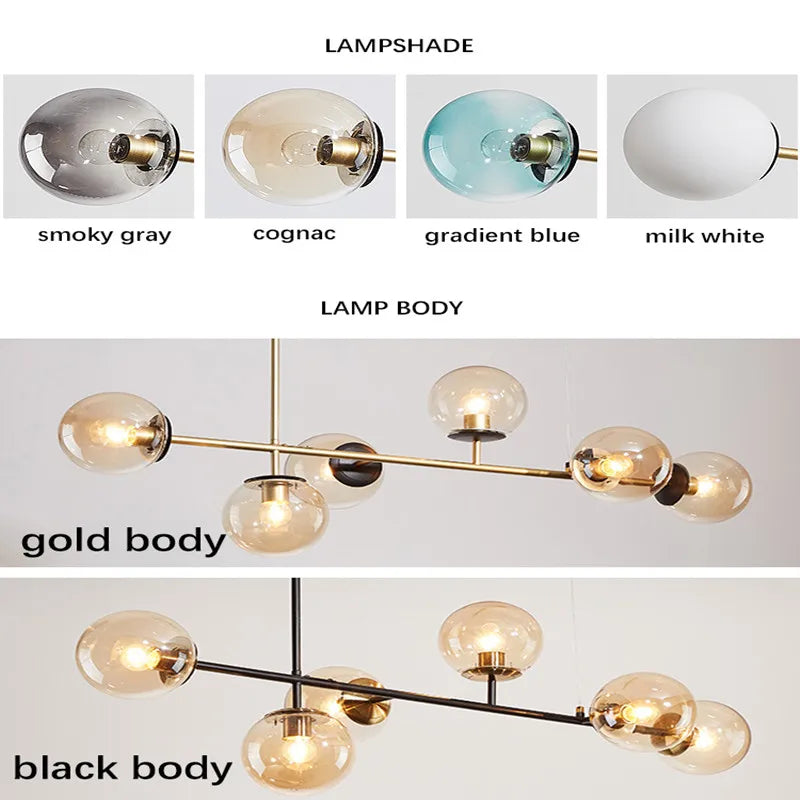 Afralia™ Glass Ball Ceiling Chandelier for Kitchen Dining Living Room