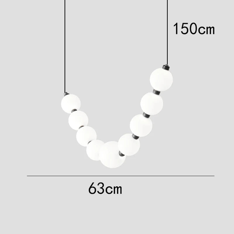 White Bead Pendant Necklace by Afralia™: Modern Chandeliers & Lamps for Home Decor