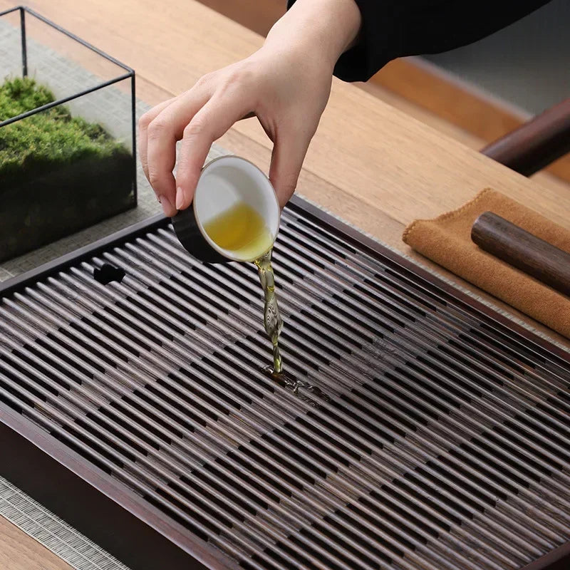Afralia™ Natural Bamboo Tea Tray Set: Simple Rectangular Tea Board with Water Storage