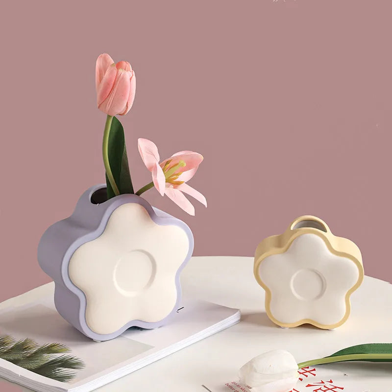 Afralia™ Flower-Shaped Ceramic Vase for Home Decoration and Hydroponics