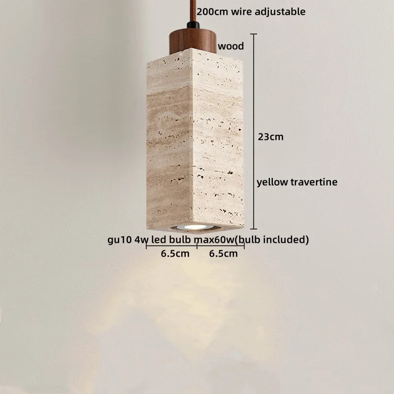 Afralia™ LED Yellow Travertine Hanging Lamp for Home Decor and Lighting Fixtures