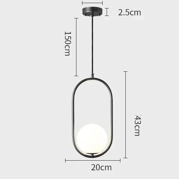 Afralia™ Glass Ball Ring Pendant Lamp for Living Dining Bedroom