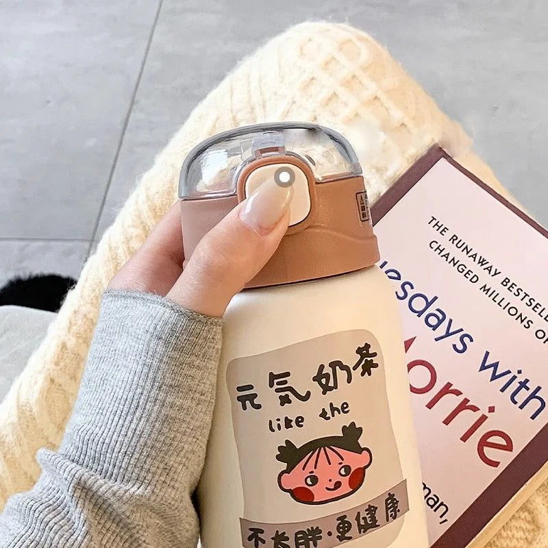 Afralia™ Cute Straw Thermos Cup for Girls - High-End Portable Water Cup for Children