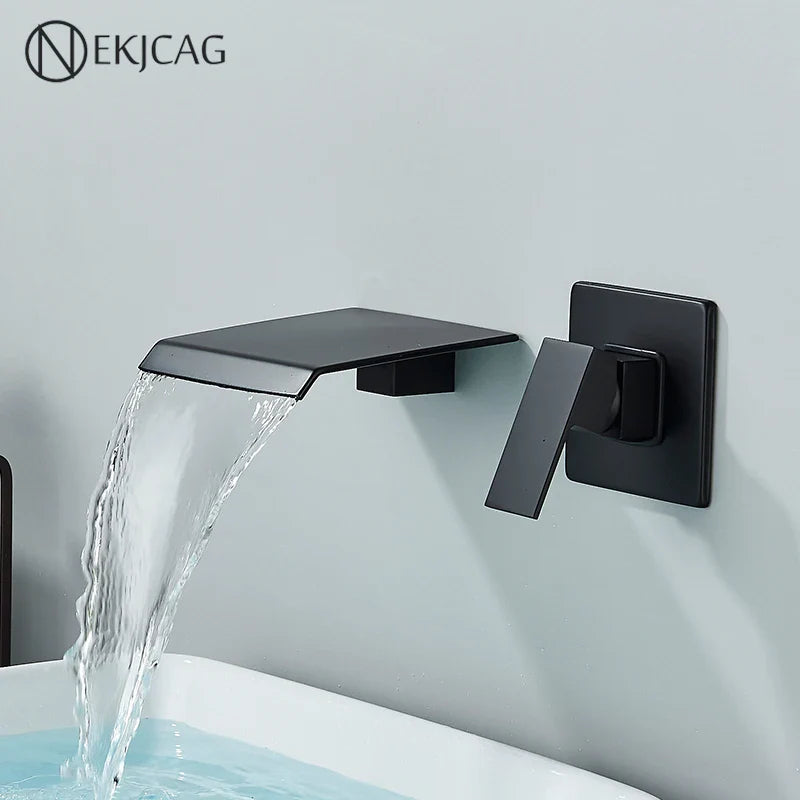 Afralia™ Waterfall Wall Mounted Basin Faucet Mixer for Cold and Hot Water