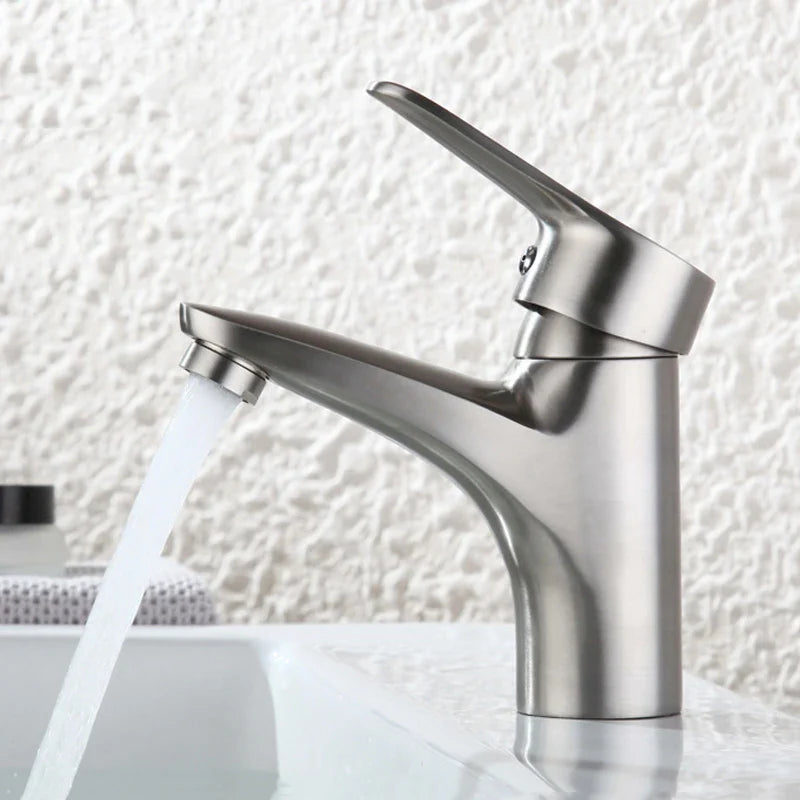 Afralia™ Stainless Steel Basin Faucet with Single Handle, Hot Cold Mixer Taps