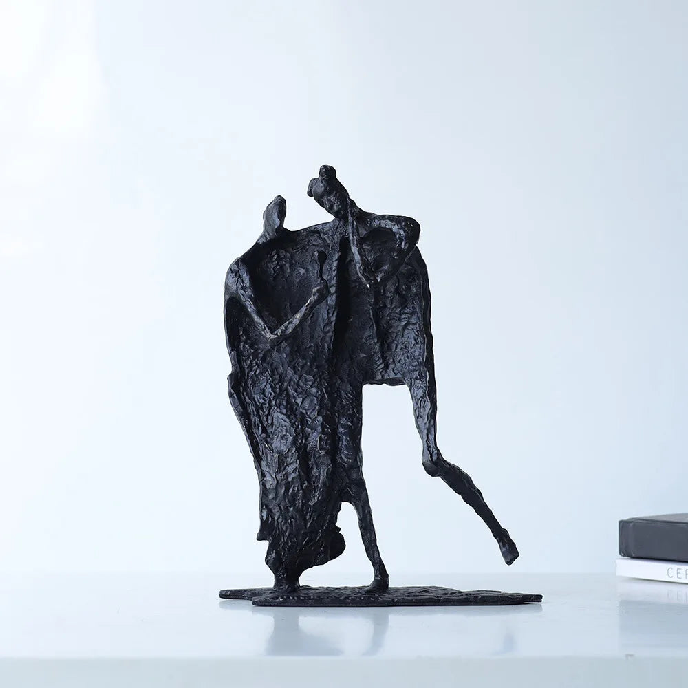 Afralia™ Hollowed-out Metal Sculpture Family Statues - Home Decoration Figurines