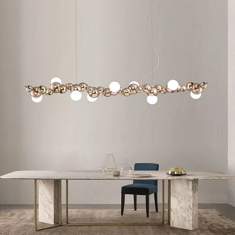 Afralia™ Dimmable LED Hanging Pendant Light for Living Room - Gold Silver Luminaire
