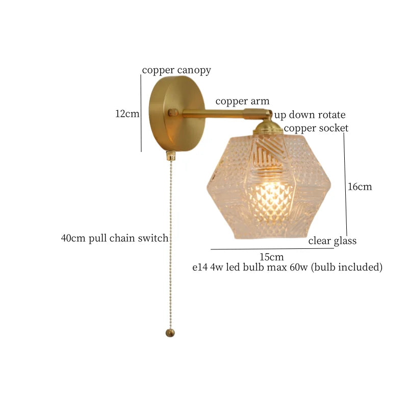Afralia™ Bell Glass LED Wall Lamp for Living Room, Bathroom, Stair Light - Japanese Vintage Style
