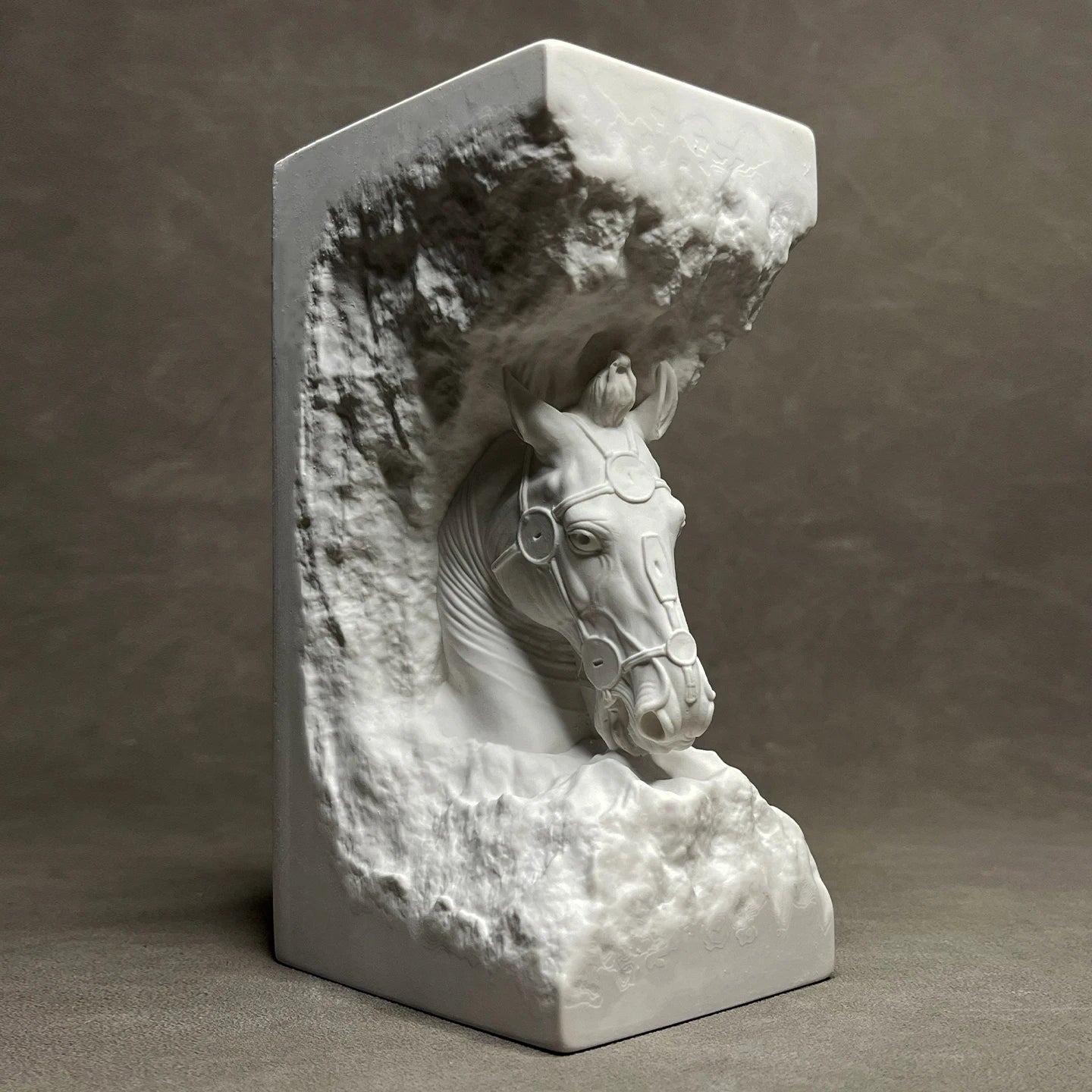 Afralia™ Stone-carved Warhorse Head Statue | Ancient-style Decorative Horse Sculpture