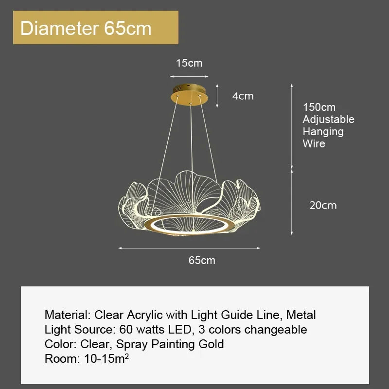 Afralia™ Ginkgo Leaf Chandelier Nordic Pendant Light for Living Dining Bedroom