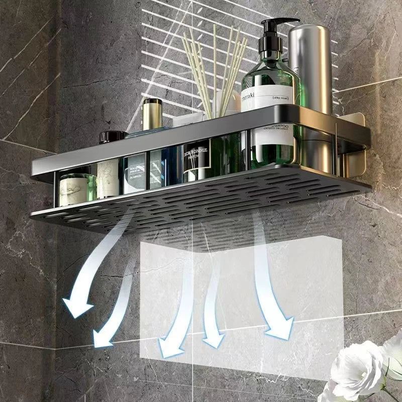 Afralia™ Aluminum Corner Shelf Organizer for Bathroom and Kitchen Storage