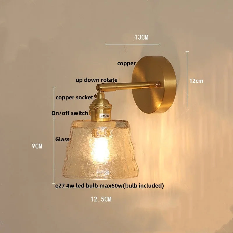 Afralia™ Rotatable Flower Glass Wall Lamp - Modern Copper Hallway Stair Light