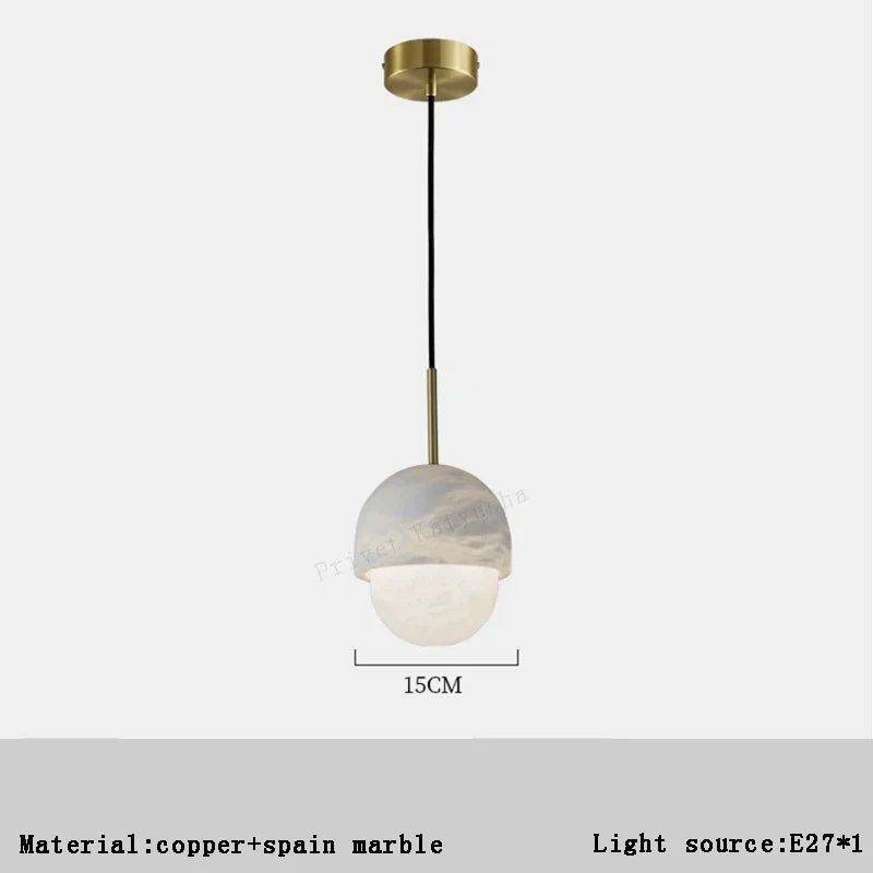 Alabaster Marble LED Pendant by Afralia™ - Modern Dining Room Kitchen Fixture