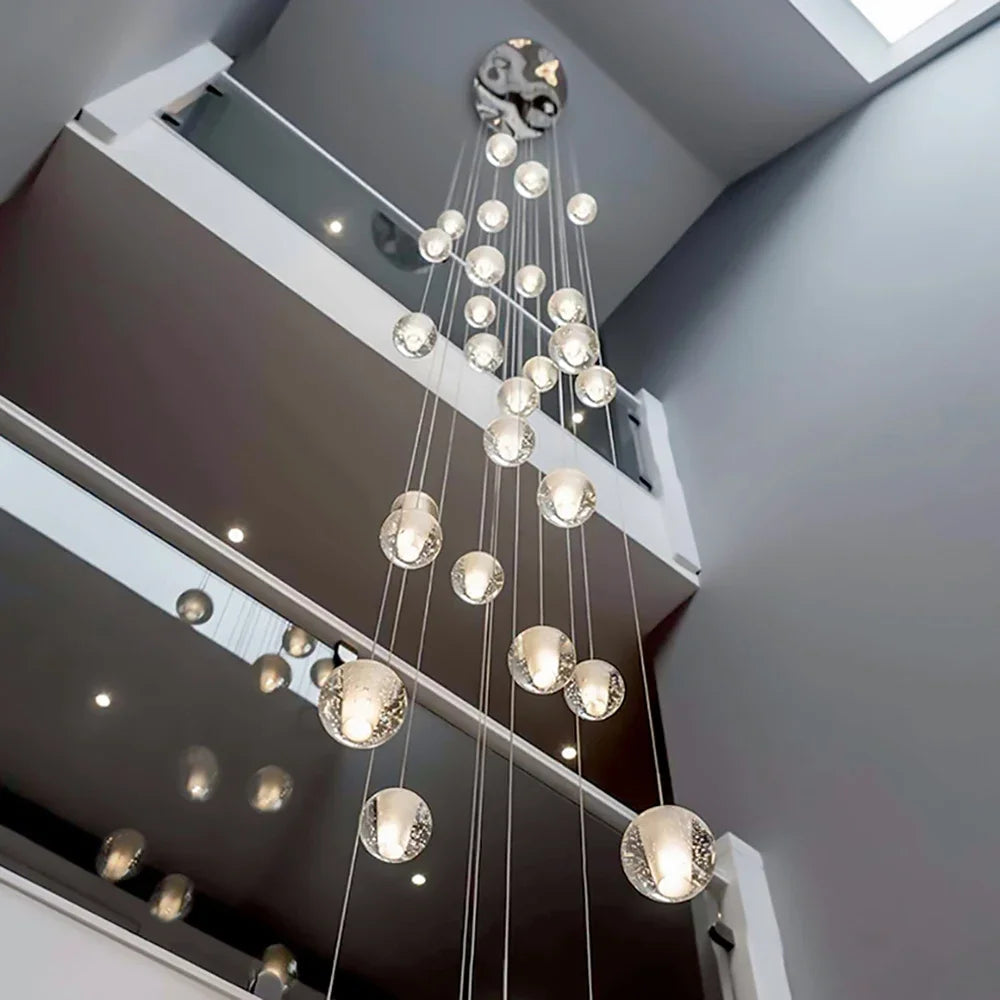 Afralia™ Crystal Ball LED Chandelier Pendant Light for Living Room Kitchen Stair Salon