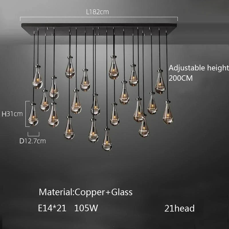 Afralia™ Waterdrop Glass Pendant Light: Modern LED, Lobby Accent for Home, Hotel, Staircase Decor