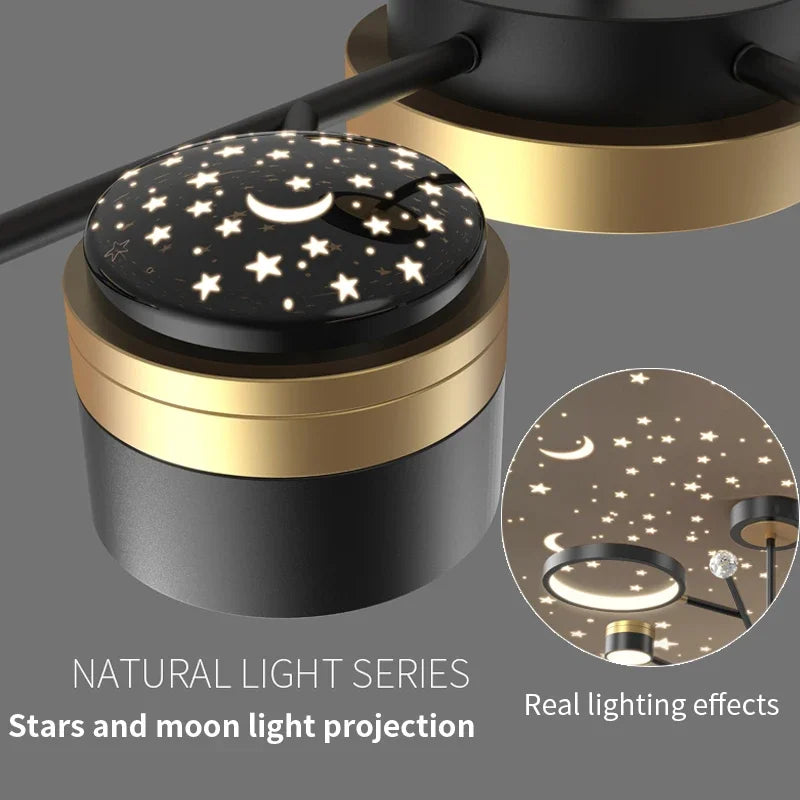 Afralia™ Starry Sky LED Chandelier: Modern Romantic Living Room Bedroom Ceiling Lamp.