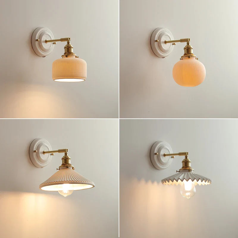 Afralia™ White Ceramic Modern Wall Lamp Beisde Bedroom Living Room Bathroom Mirror Light