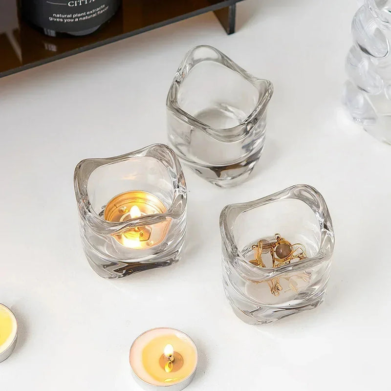 Afralia™ Glass Candlestick: Elegant Table Decoration for Romantic Ambiance