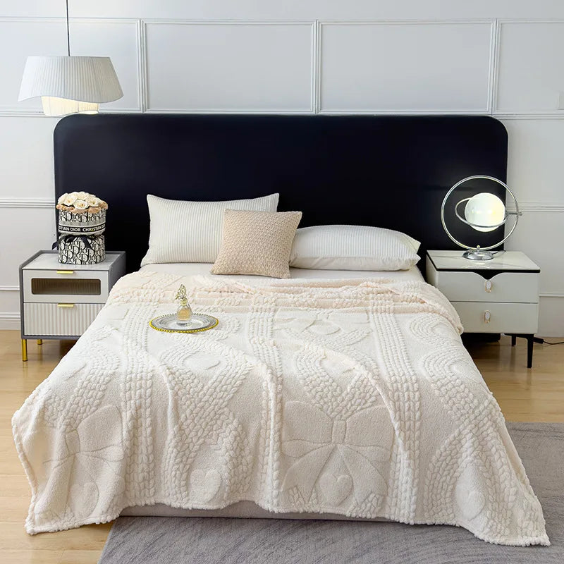 Afralia™ Jacquard Coral Velvet Sofa Cover Blanket | Soft & Warm for Spring/Autumn