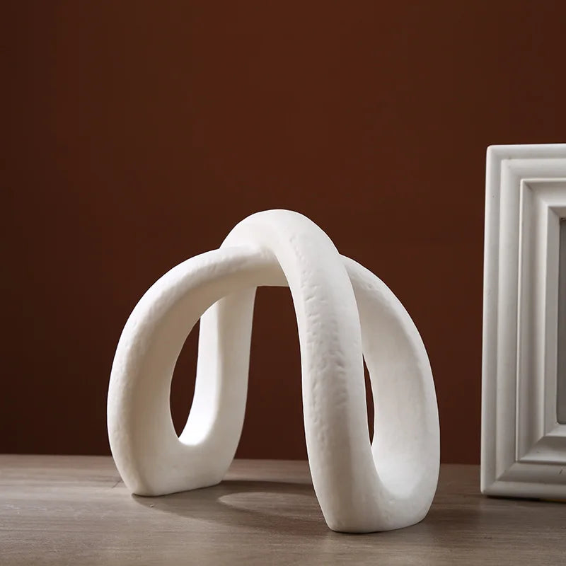 Afralia™ Infinity Symbol White Ceramic Sculpture - Nordic Modern Art Decor for Home and Office