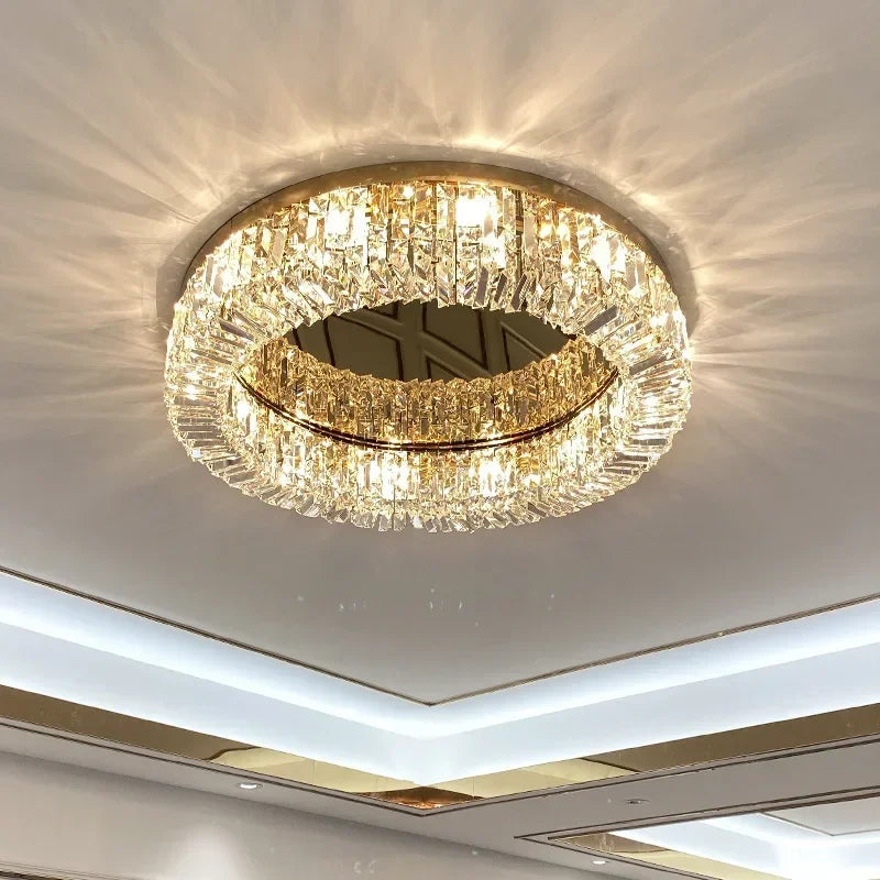 Afralia™ Gold Crystal Pendant Chandelier for Modern Dining Room Lighting