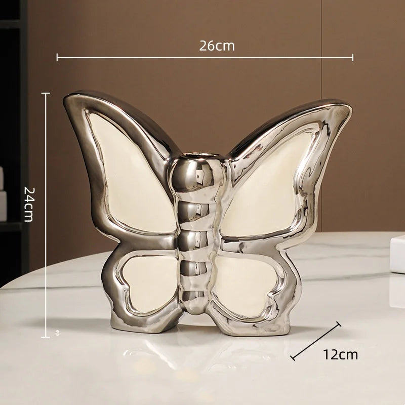 Afralia™ Butterfly Ceramic Vase: Home Decor Flower Arrangement Figurine Butterfly Flowerpot