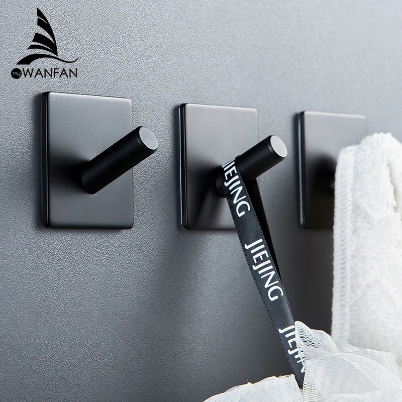 Afralia™ Stainless Steel Wall Hook for Bathroom and Kitchen - Black Robe Hook