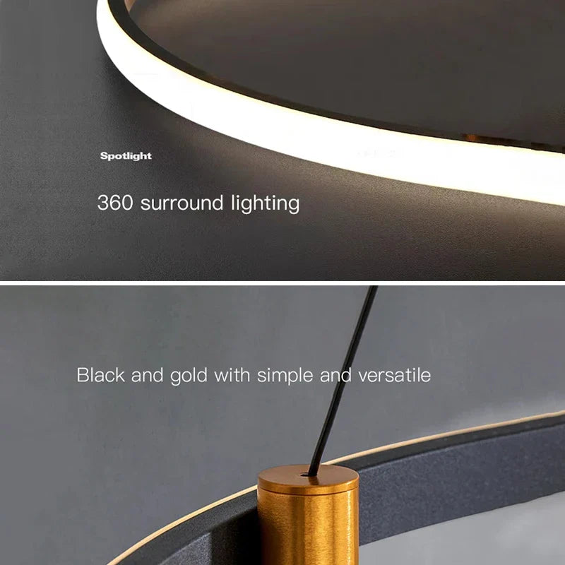 Afralia™ Modern LED Ceiling Chandelier | Two Rings 2Decks | Nordic Designer Pendant Light