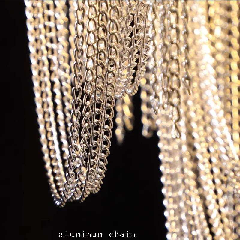 Afralia™ Chrome Chain Tassel Wall Sconce - Luxe Living Room Decor Fixture