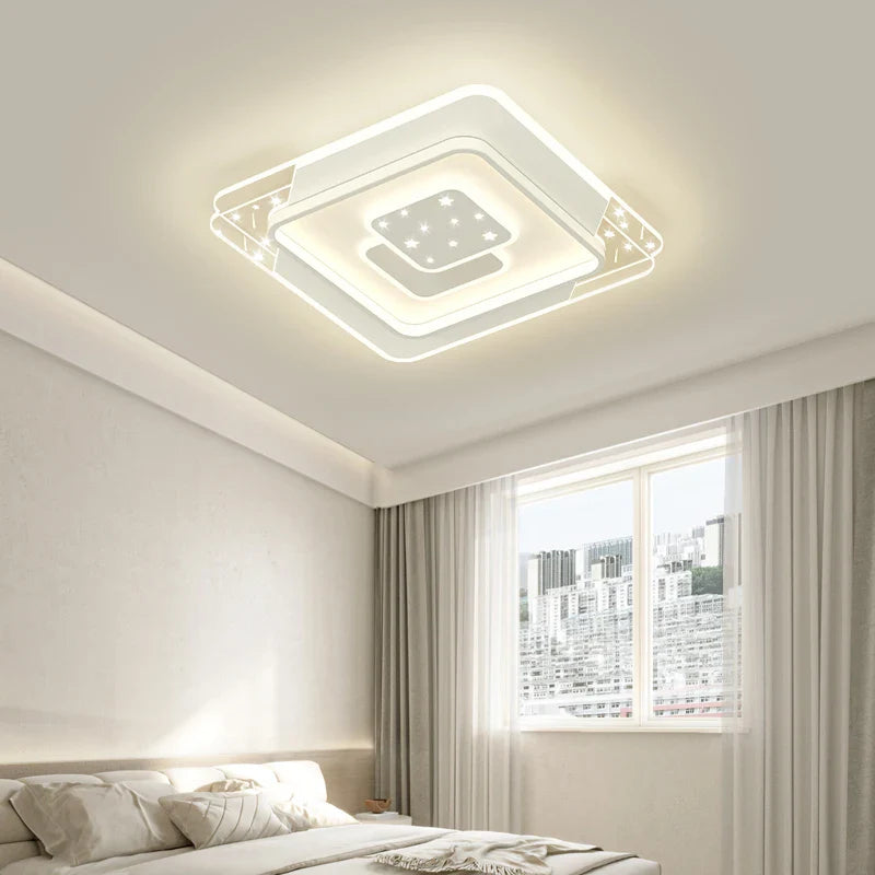 Afralia™ Square LED Ceiling Light with Remote Dimming for Bedroom, Living Room, Dining Room