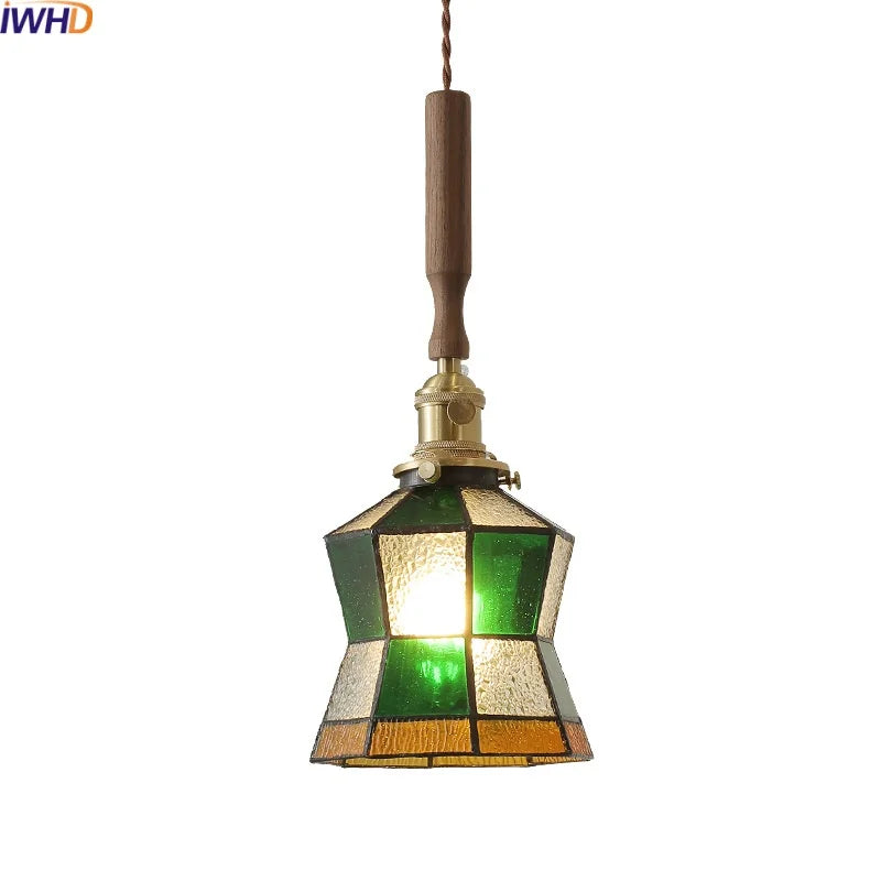 Afralia™ Nordic LED Pendant Lamp Walnut Copper Glass Hanging Lights Fixtures