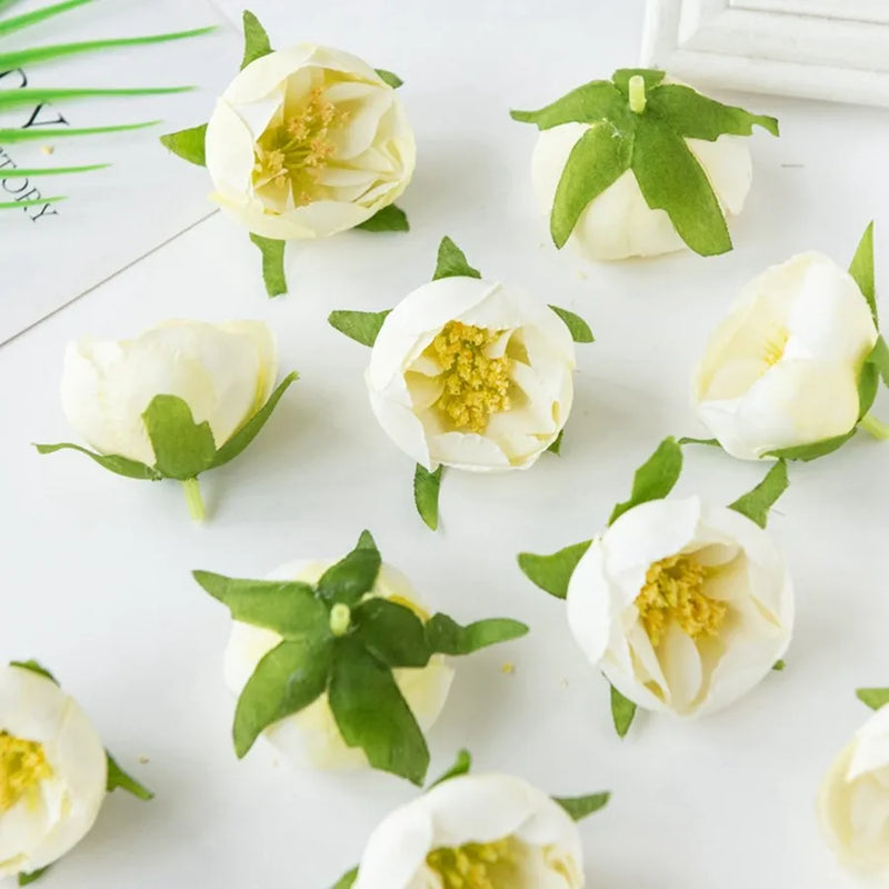 Afralia™ Silk Rose Head Tea Bud Flower for Wedding Home Christmas DIY Decoration
