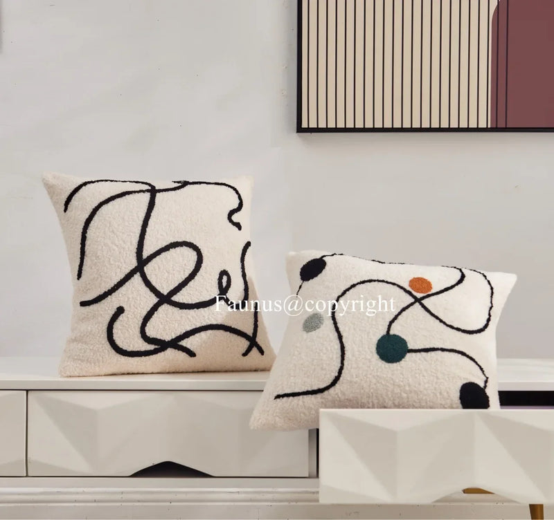 Afralia™ Geometric Embroidery Cushion Covers: Nordic Modern Decorative Pillowcase for Living Room