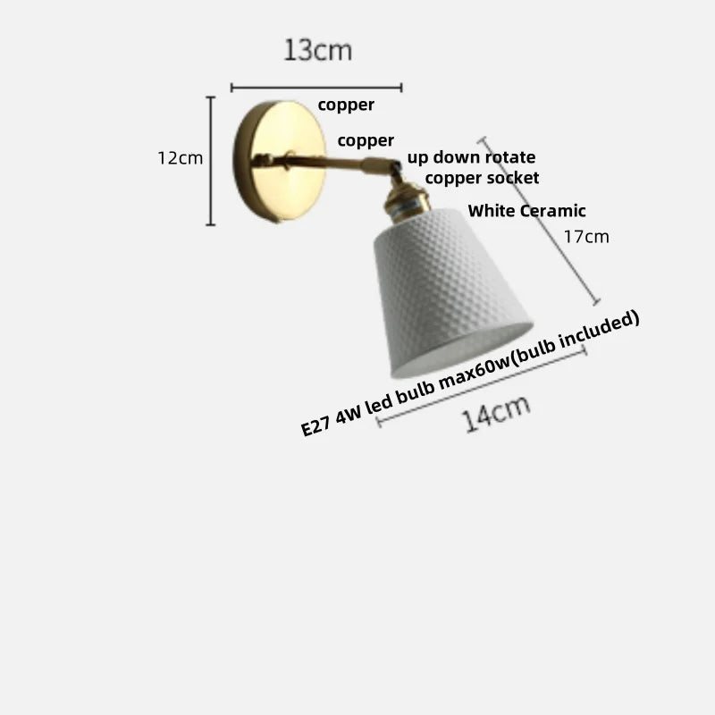 Afralia™ Ceramic LED Wall Lights | Pull Chain Switch | Bedroom Mirror Fixture