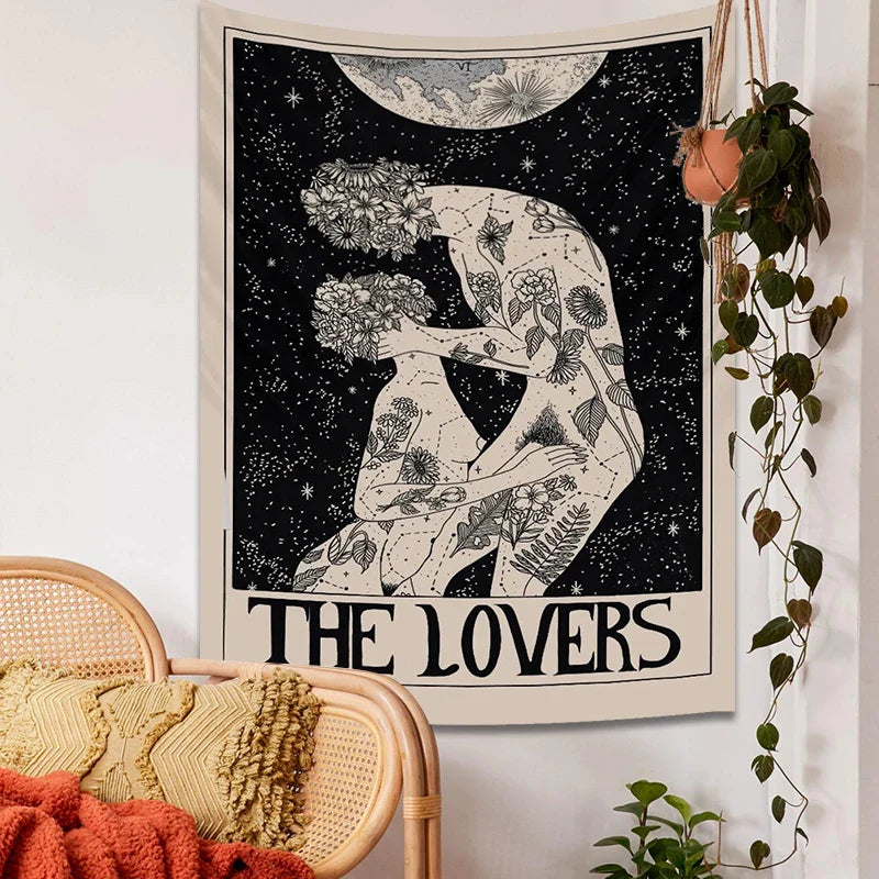 Afralia™ Lovers Tarot Tapestry for Spiritual Wall Decor and Astrology Enthusiasts