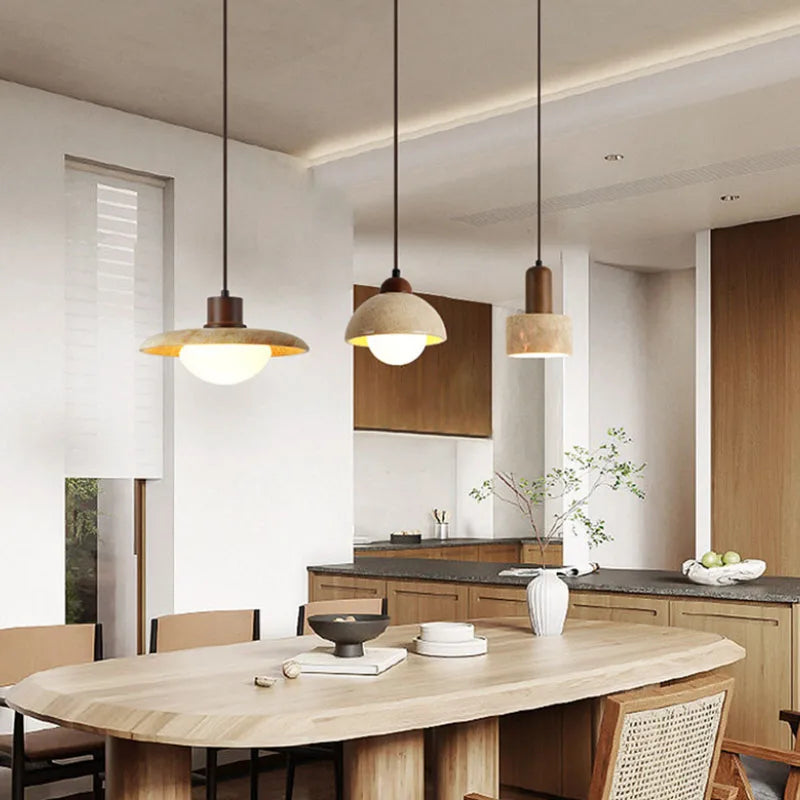 Afralia™ Natural Stone Glass LED Pendant Lights for Dining Room Kitchen Bar - Adjustable Cord Length