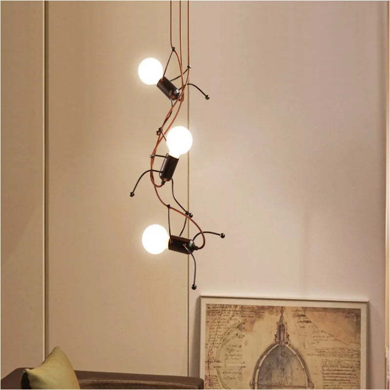 Afralia™ Iron Man Chandelier: Modern Creative Art Climber for Aisle, Corridor, Children's Room, Bedroom