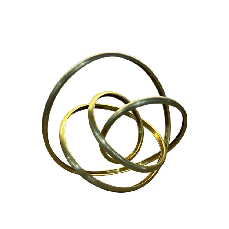 Afralia™ Metal Art Abstract Rope Knot Ornaments - Gold Ring Figurine